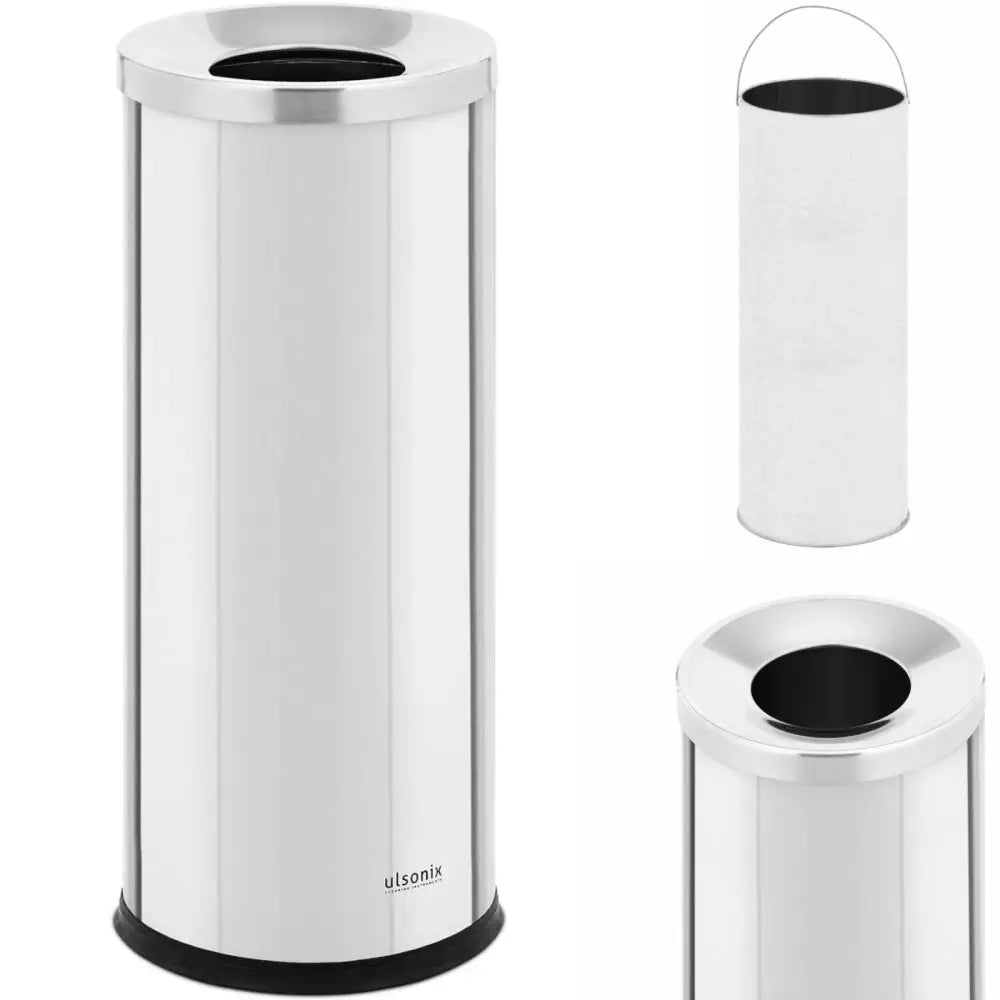 Sølv Utendørs Rundt Stål Avfallsbeholder 250x610 Mm