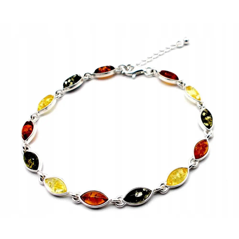 Armbånd Dame med Rav og Charms - Elegant Sølvdesign