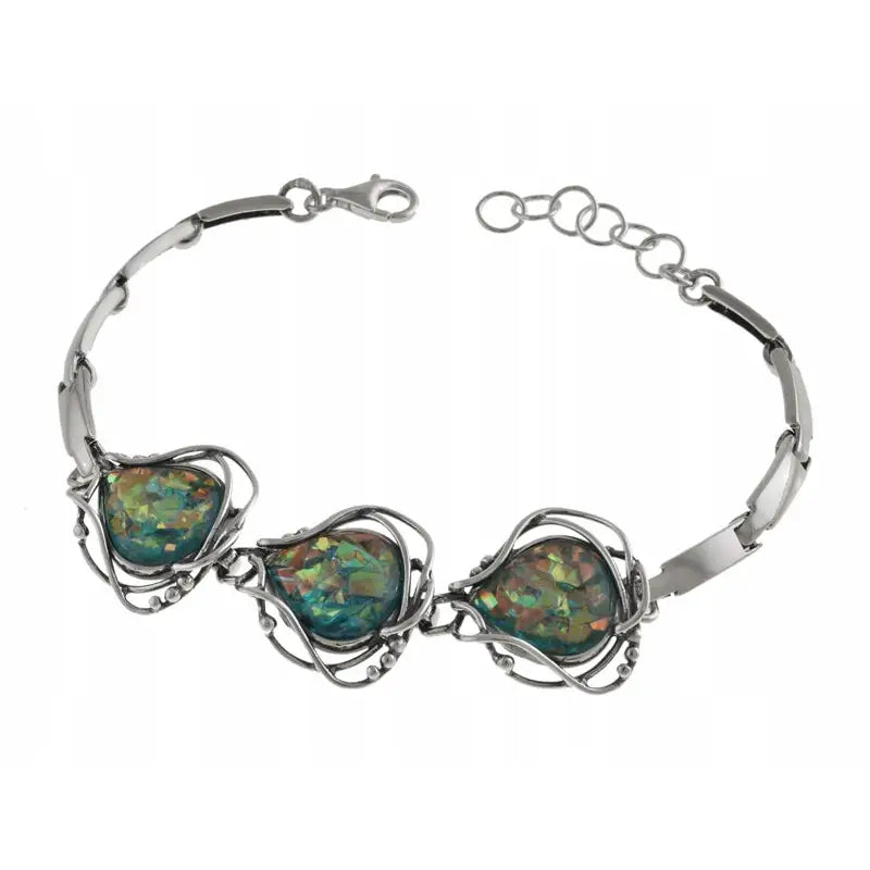 Armbånd Dame med Safirblå Opal og Charms