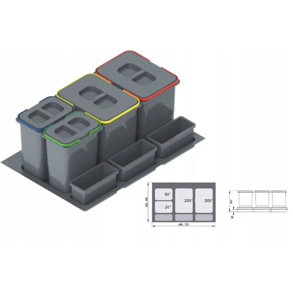 Søppelbøtte Rejs Praktiko 80 2x20l + 2x9l