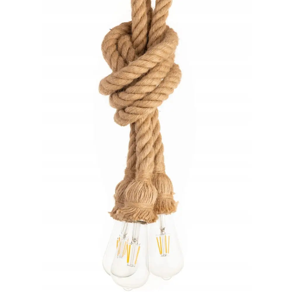 Sort Hengelampe i Jute med Hampetau og 3 Lampeholdere (dd010 Black)