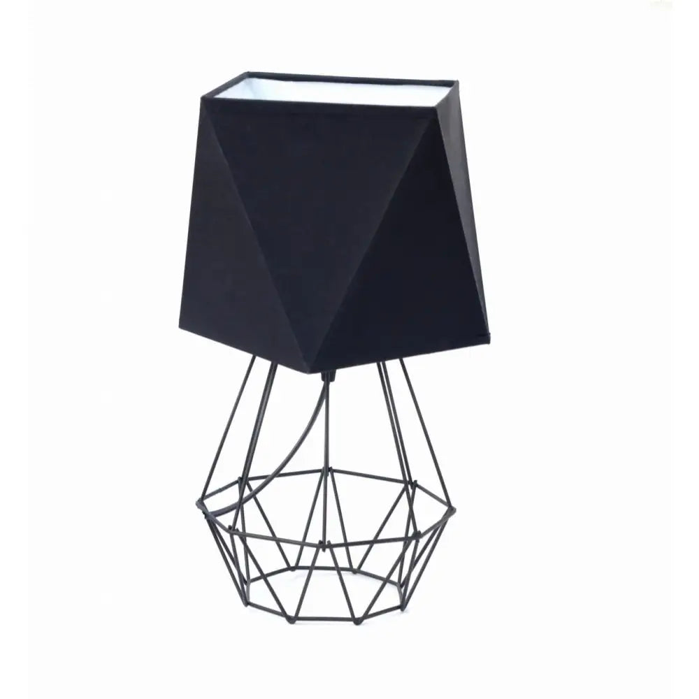 Sort Loft Diamant Nattlampe med Svart Skjerm