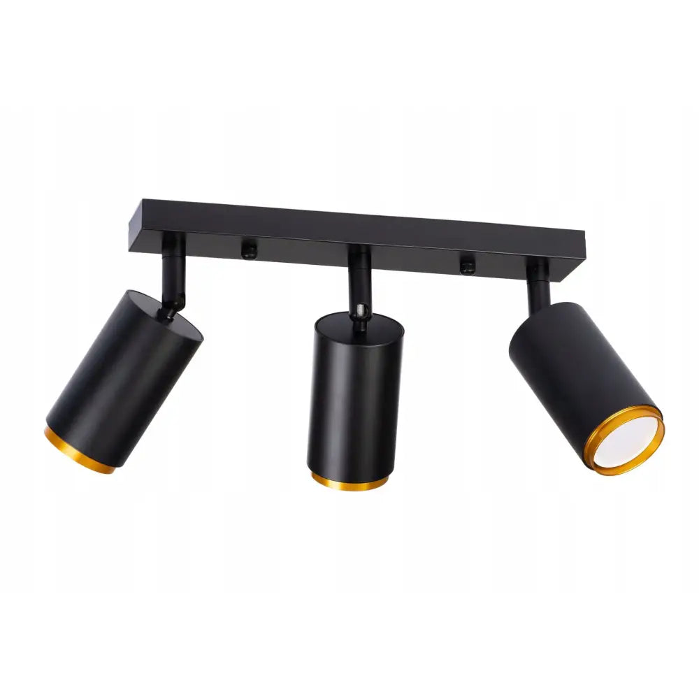 Spot Light Tuba Trippel Taklampe Svart Gull