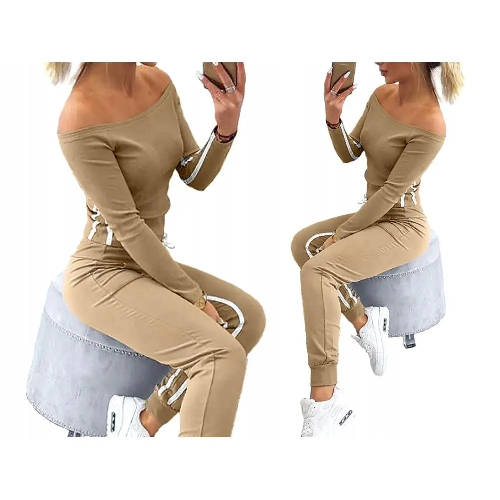 Stilfull Joggedress Dame 2-delt Sett med Sidelinje - Flerfarget Mønster