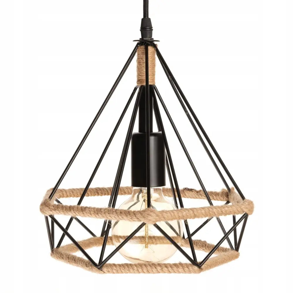 Stor Geo l Boho Taklampe i Jutesnor (dd09)
