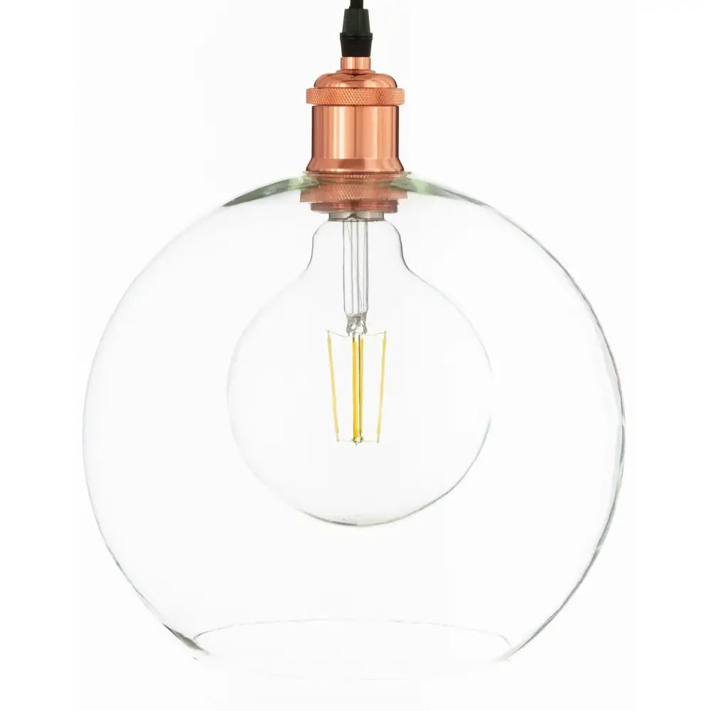 Stor Hengende Lampe Glasskule Rose Gold Armatur (ep005 4-c + Hj8008 Rose Gull)