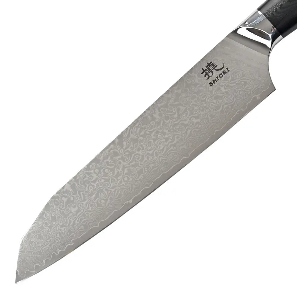 Stor Perfekt Balansert Shiori 撓 Hiashi Santoku Damaskstål