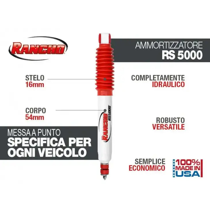 Støtdemper Foran Rancho 5000 - Toyota Land Cruiser Lj-kzj 70/73 Square Lamps