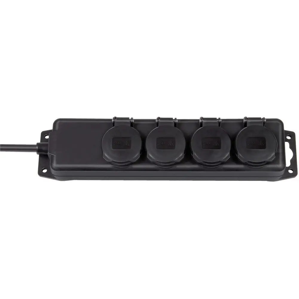 Strømuttak Ip44 4-veis Svart 2m H07rn-f 3g1,5mm²