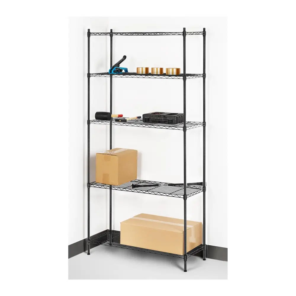 Svart åpent Trådhyllereol 180x90x35cm til 150kg