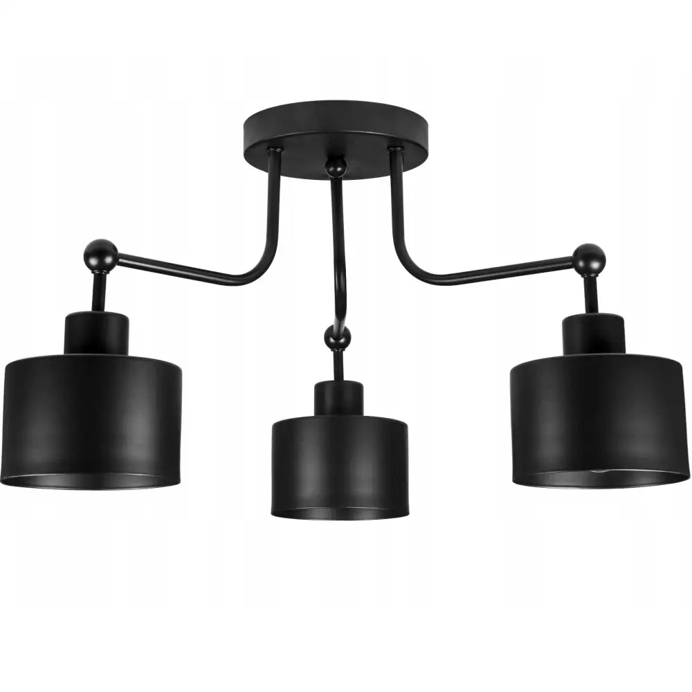 Taklampe Lysekrone 3 Skjermer Svart