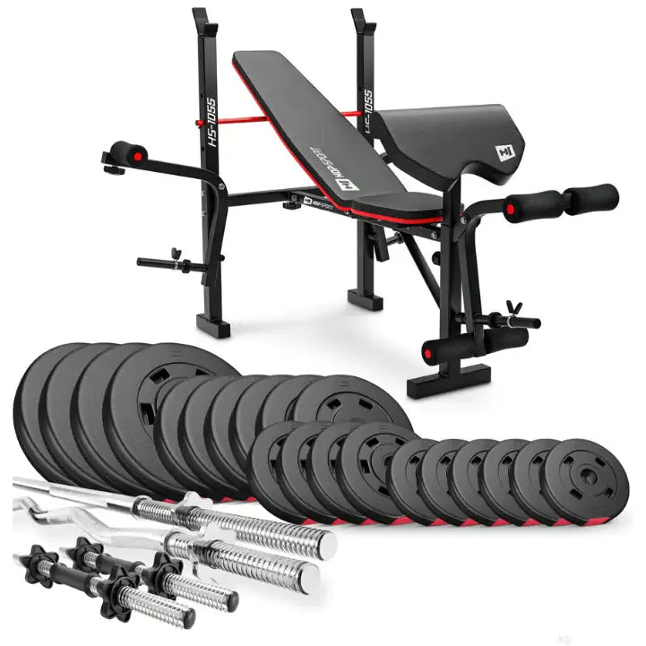 Treningsbenk med Vektstangsett 105kg Hs-1055