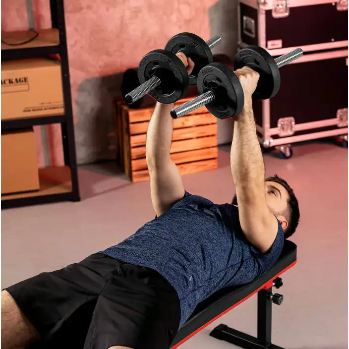 Treningsbenk med Vektstangsett 76kg Hs-1055