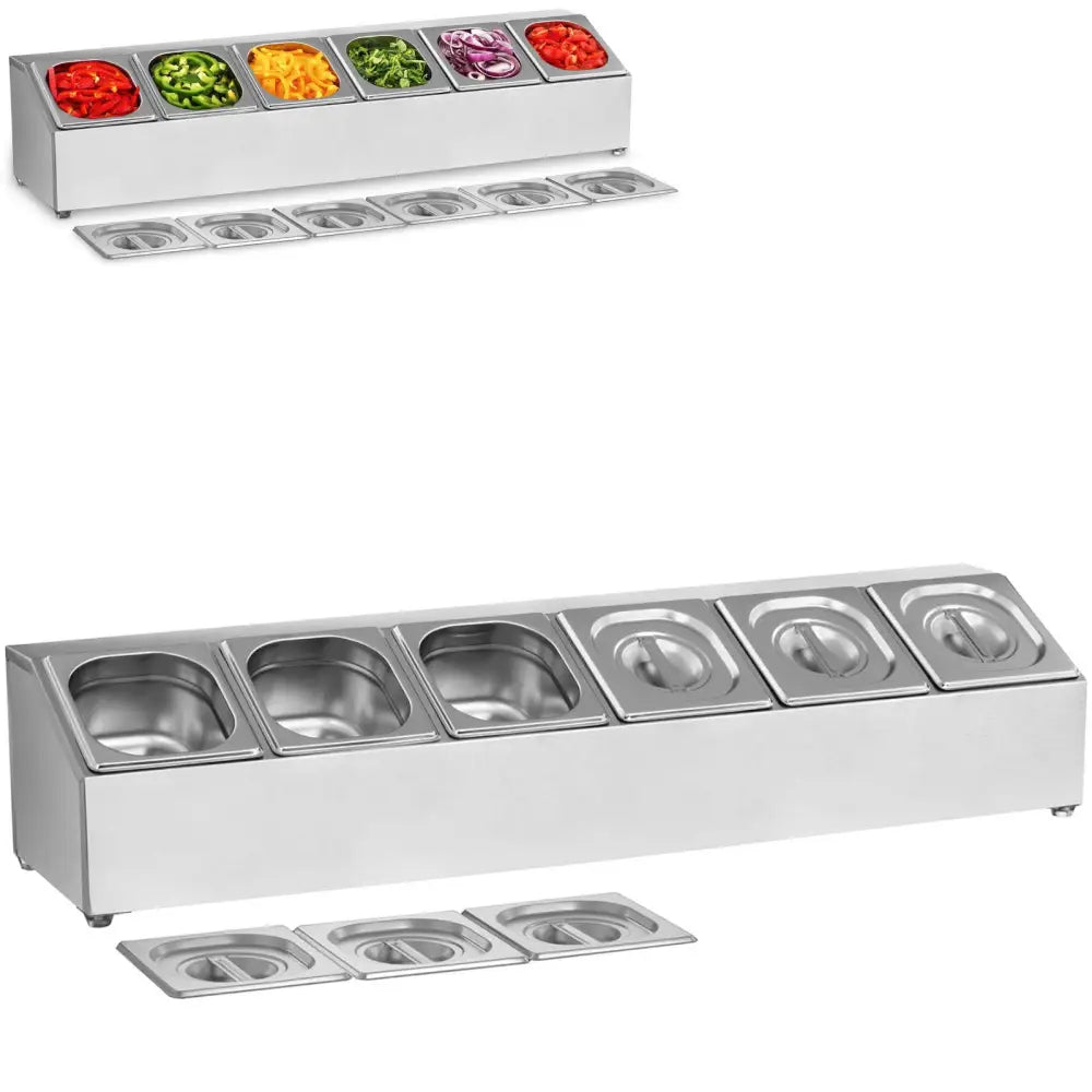 Utstillingsstativ med Beholdere 6x Gn 1/6 + Beholdere med Lokk