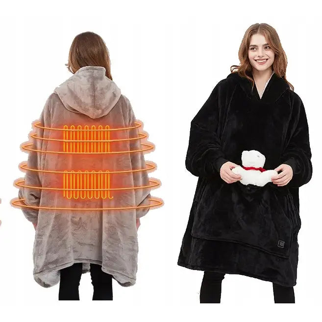 Varm Hoodie Teppe Teddy-hettegenser med Usb Varme