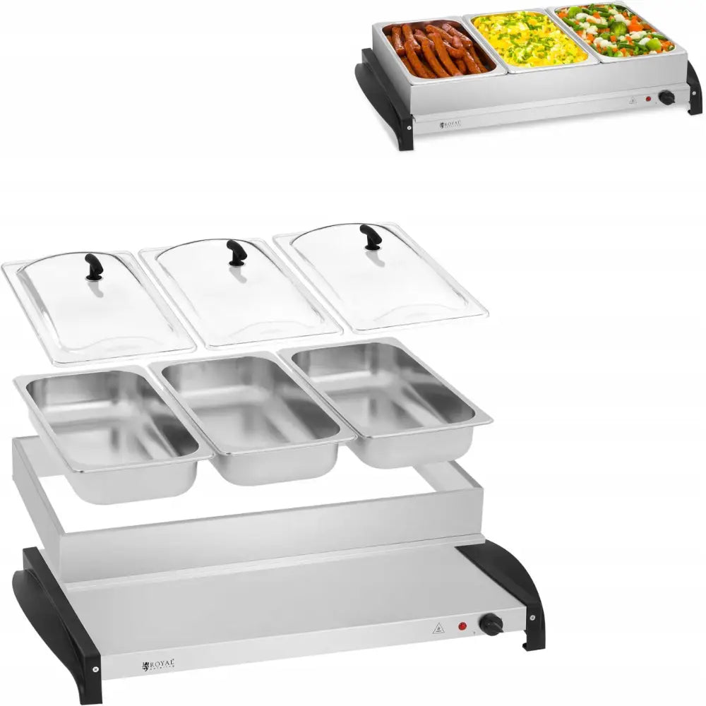 Varmeholder for Mat i 3 Beholdere Elektrisk 400w Royal Catering
