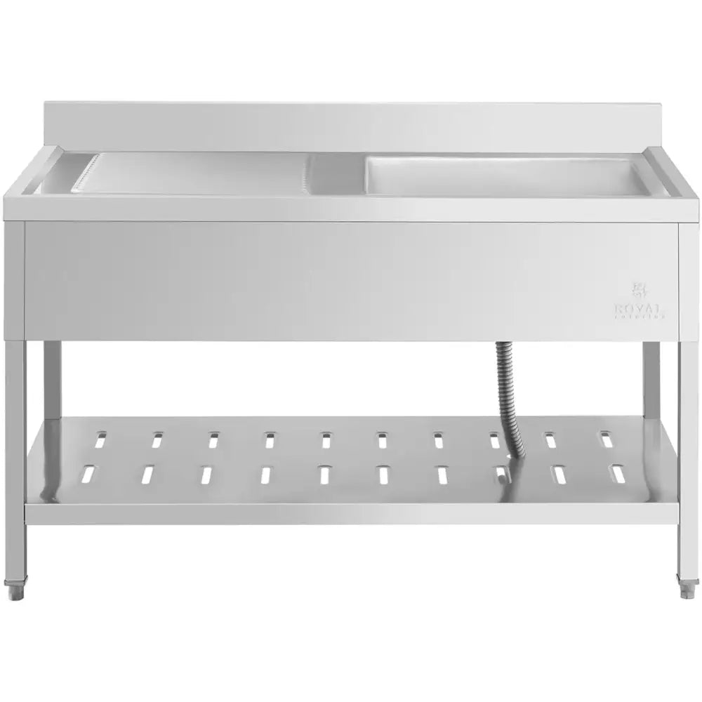 Vaskebasseng i Rustfritt Stål med Hylle Høyre Side 140 x 70 x 94,5 Cm