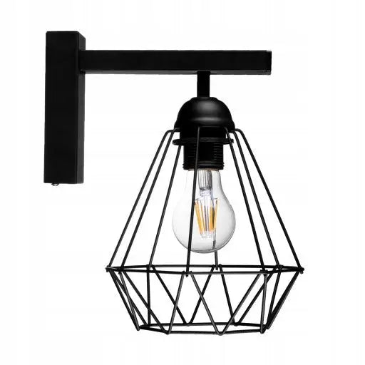 Vegglampe Diamant Loft Kurv Svart Trådkurv