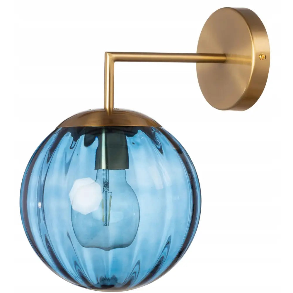 Vegglampe i Gull med Pandora Glasskule i Blått