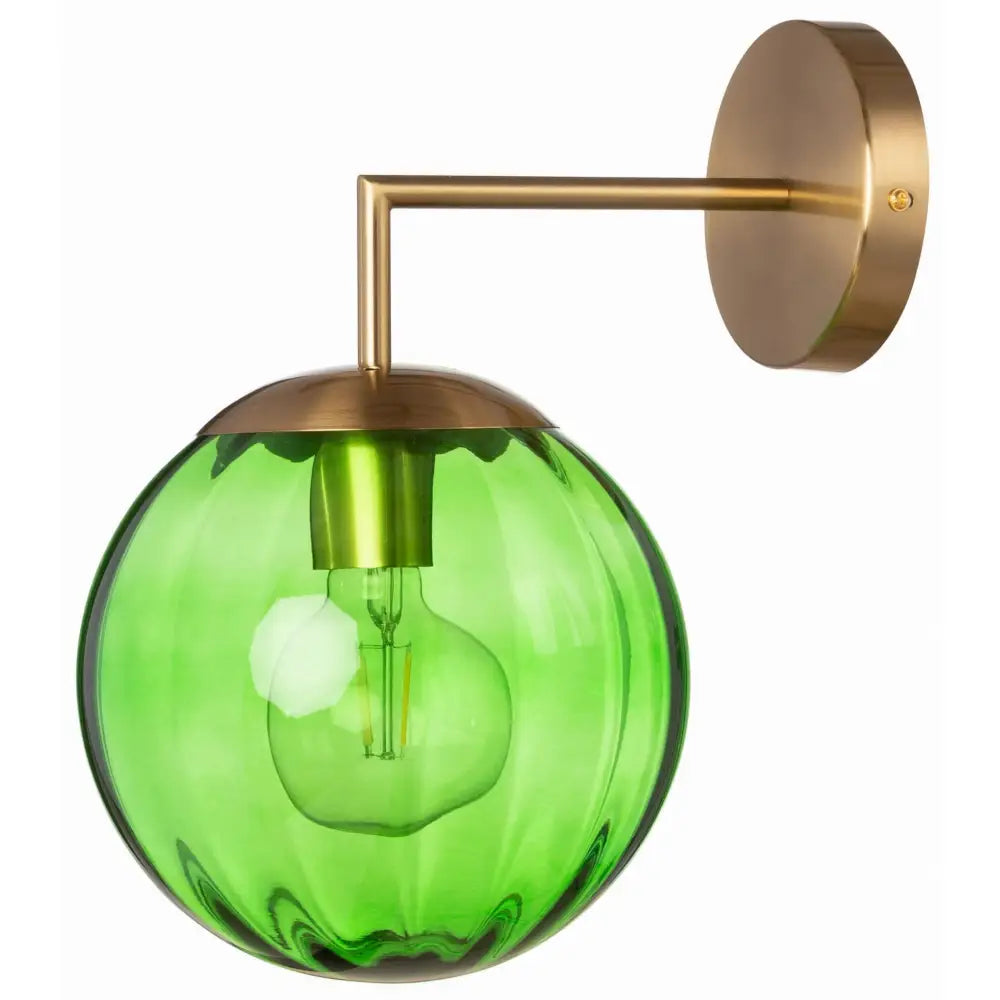Vegglampe i Gullfarge Pandora med Glasskule i Grønt