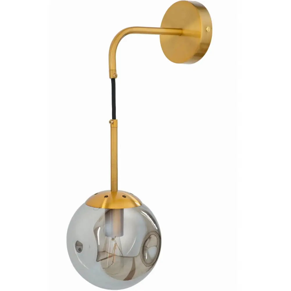 Vegglampe i Metall med Glasskule Lava Grafitt