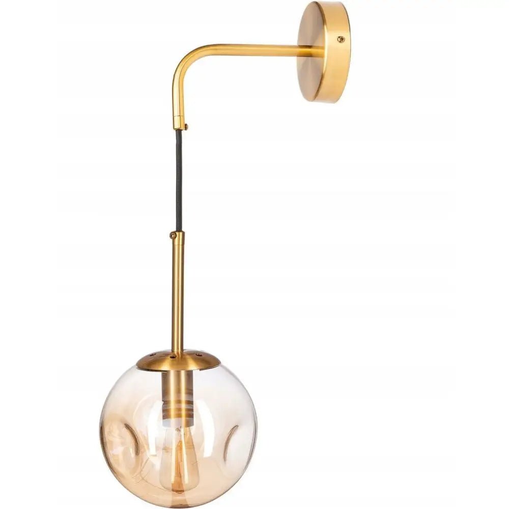 Vegglampe i Metall med Glasskule i Ravfarget Lava