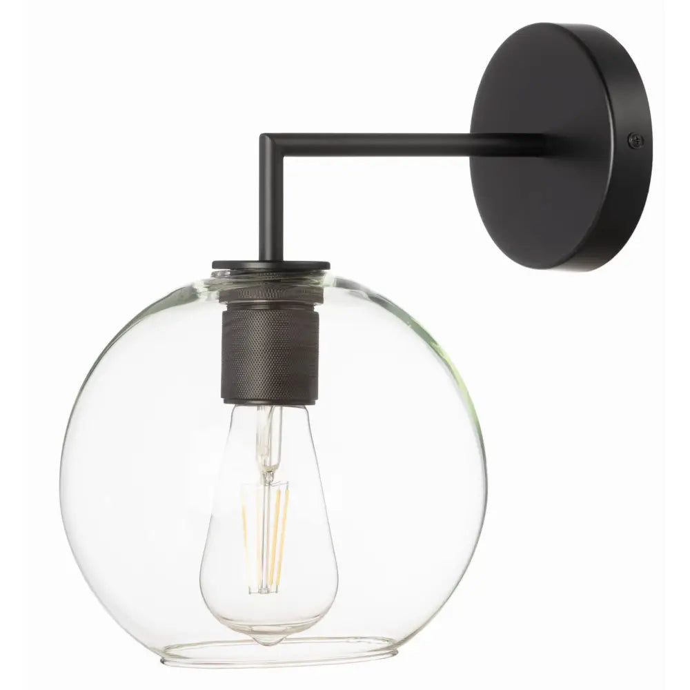 Vegglampe i Svart Metall Madrid Glasskule
