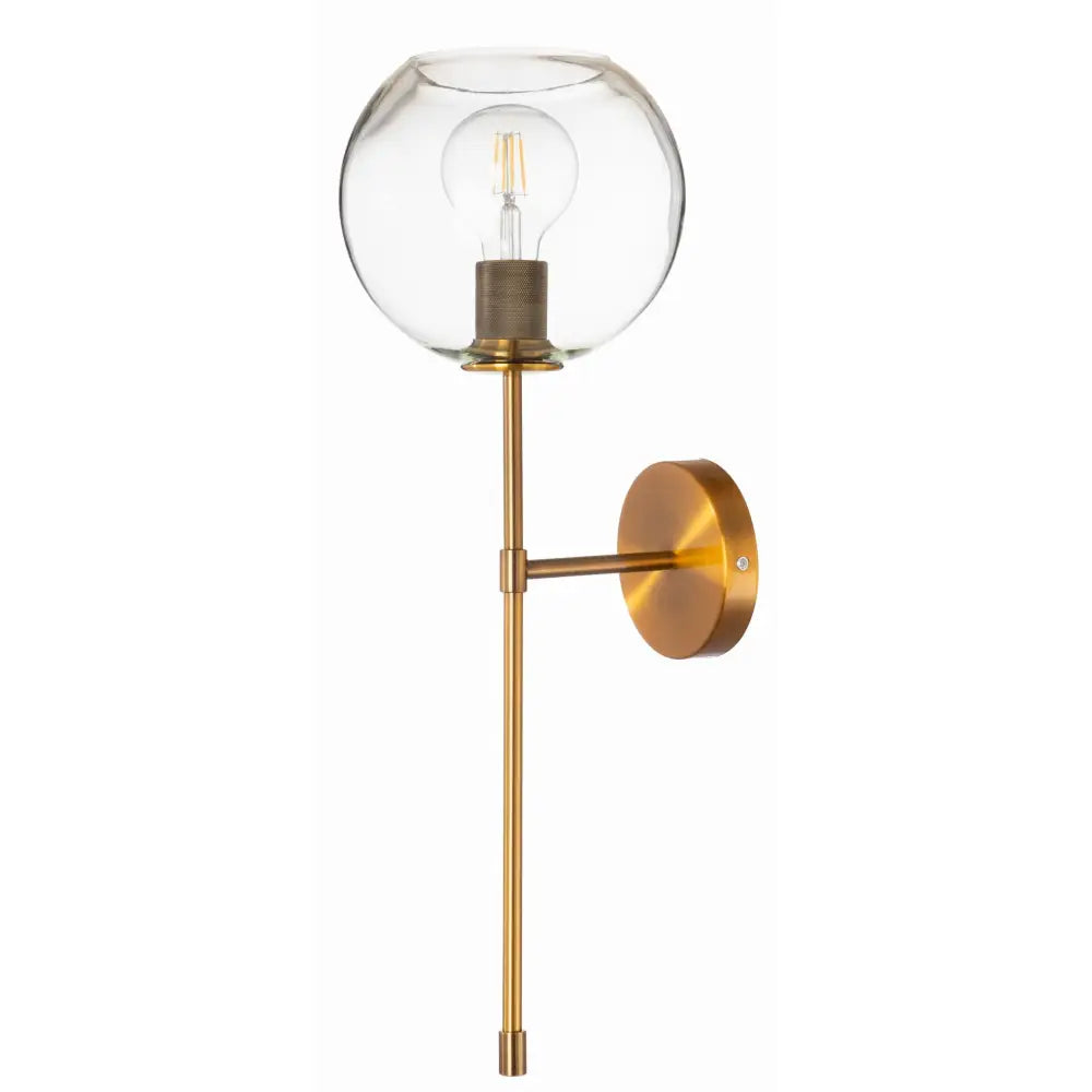 Vegglampe Madrid Long Gyllen med Glasskule