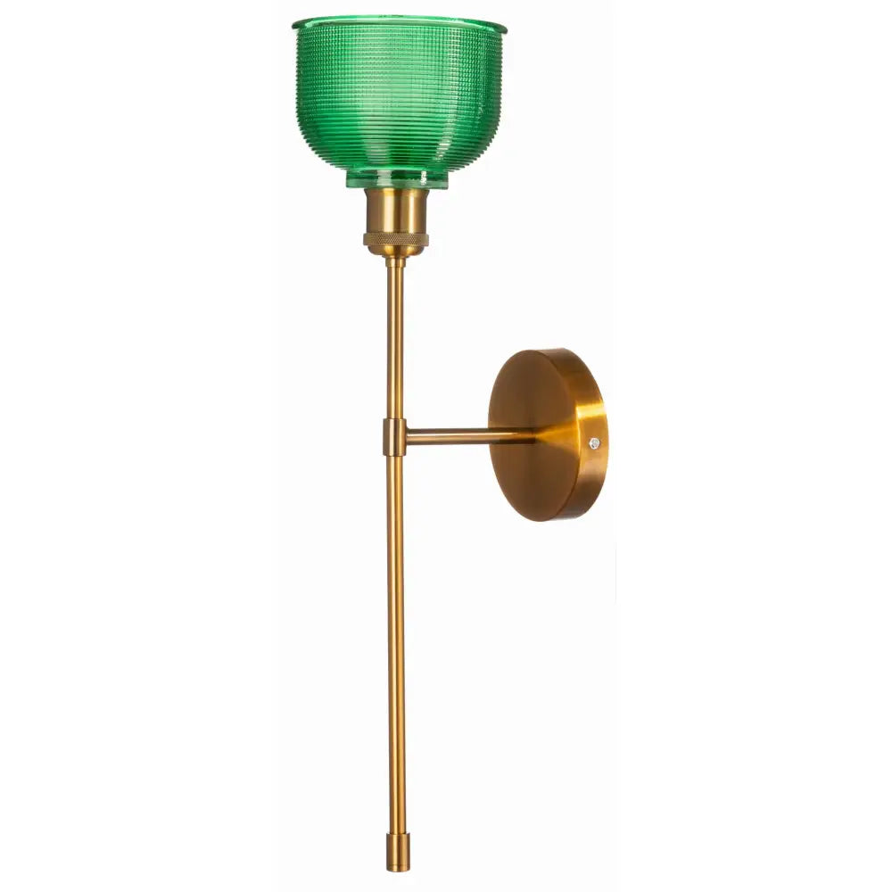 Vegglampe Metallisk Bell Long Gull med Grønn Skjerm