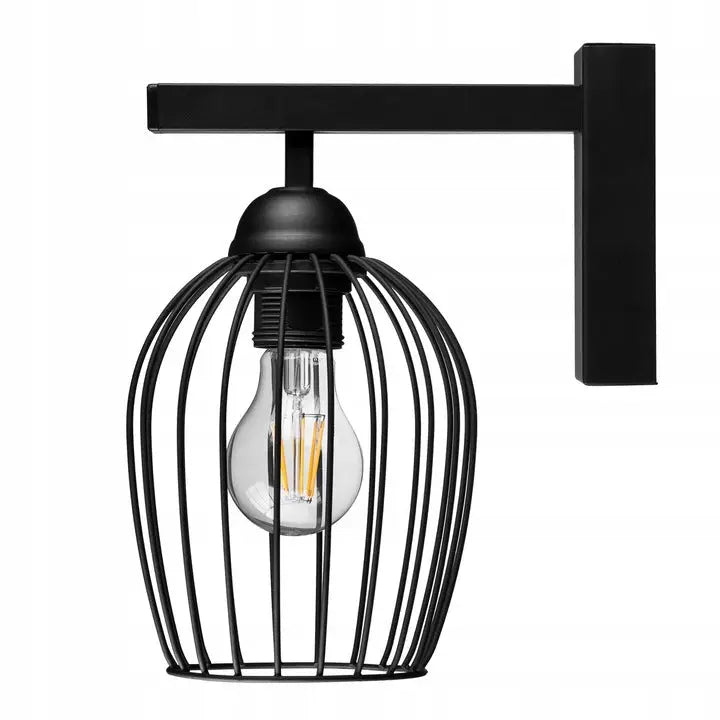 Vegglampe Ovale Loft Trådkurv Svart