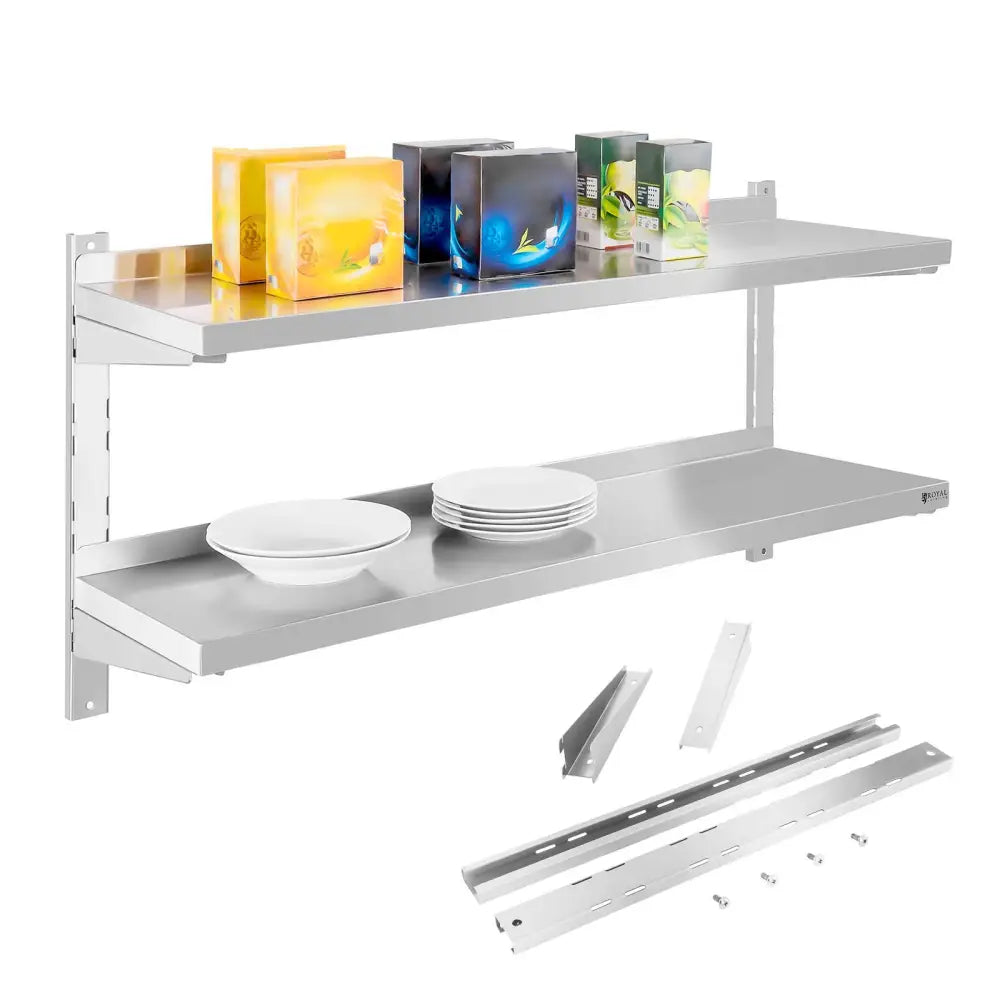 Veggmontert Dobbel Justerbar Stål Hylle 120cm