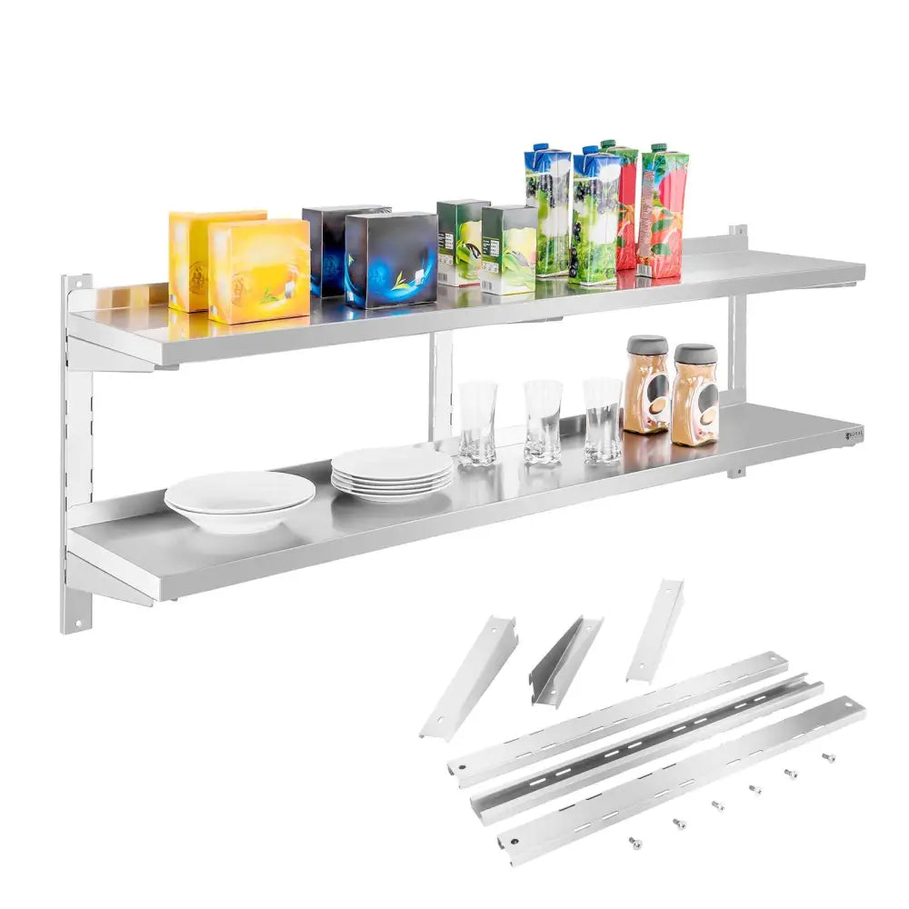 Veggmontert Dobbelregulerbar Stålhylle 160 Cm
