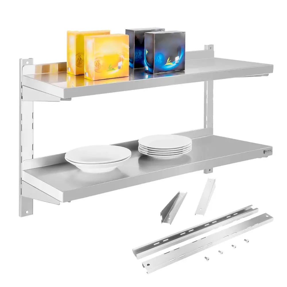 Veggmontert Dobbelt Justerbar Stål Hylle 80cm