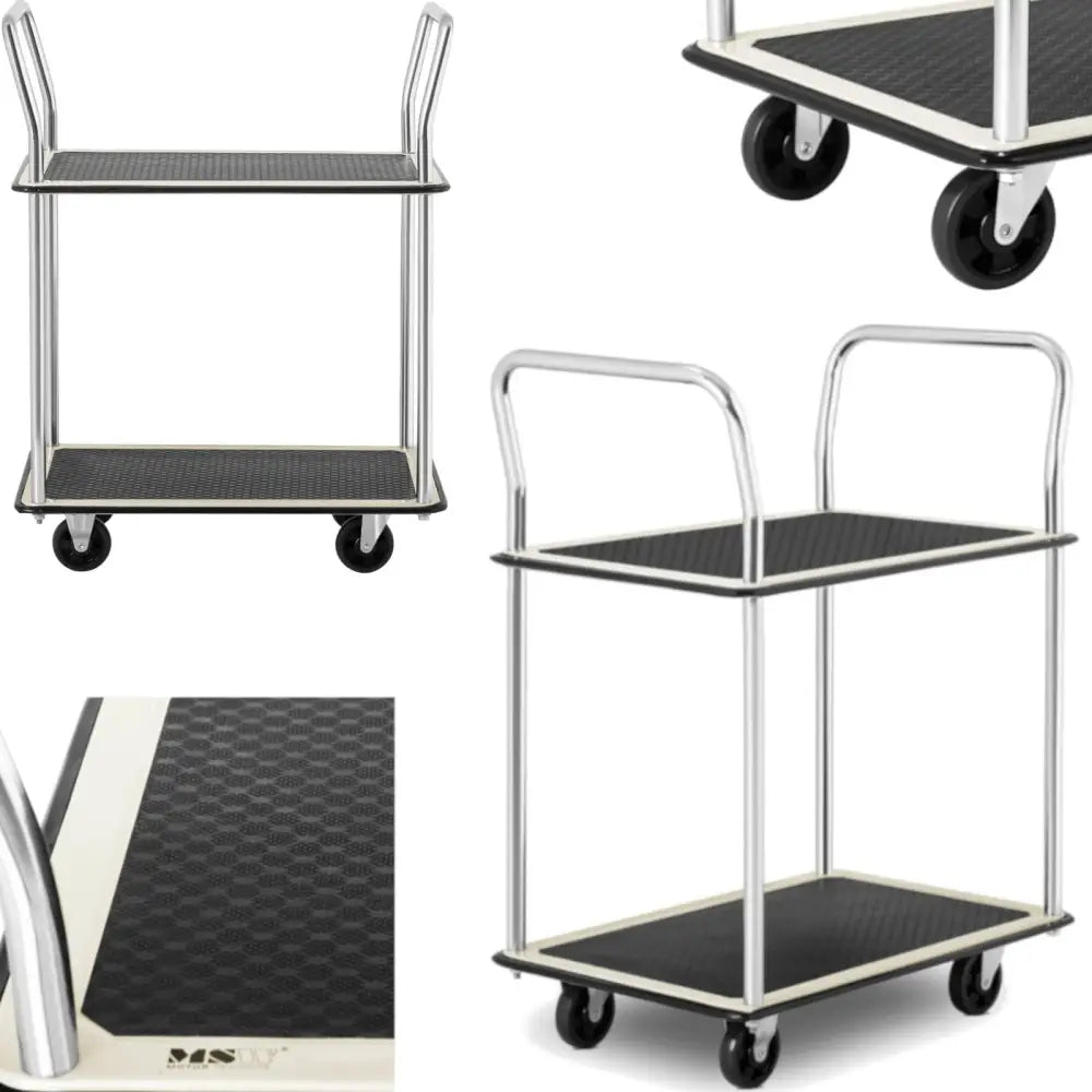 Vogner for Transport med Håndtak 2 Hyller opp til 120 Kg 72 x 43 Cm